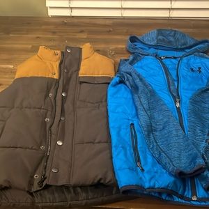 Boys Large 10/12 Under Armour jacket and Old Navy winter vest